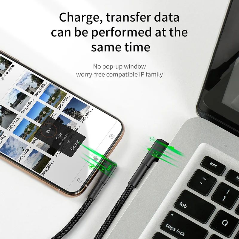 Baseus usb кабель для зарядки с двойным изгибом для iPhone 11 XS Max XR 8 Plus 2.4A быстрое зарядное устройство кабель для передачи данных USB шнур для зарядки