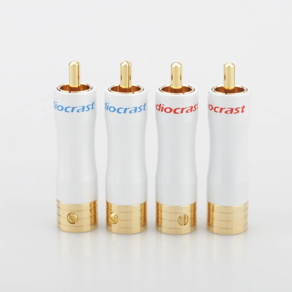 

4xRCA Male Plug Audio Video in-Line Jack Adapter Gold Plated,RCA Plug Solderless RCA Male Plug