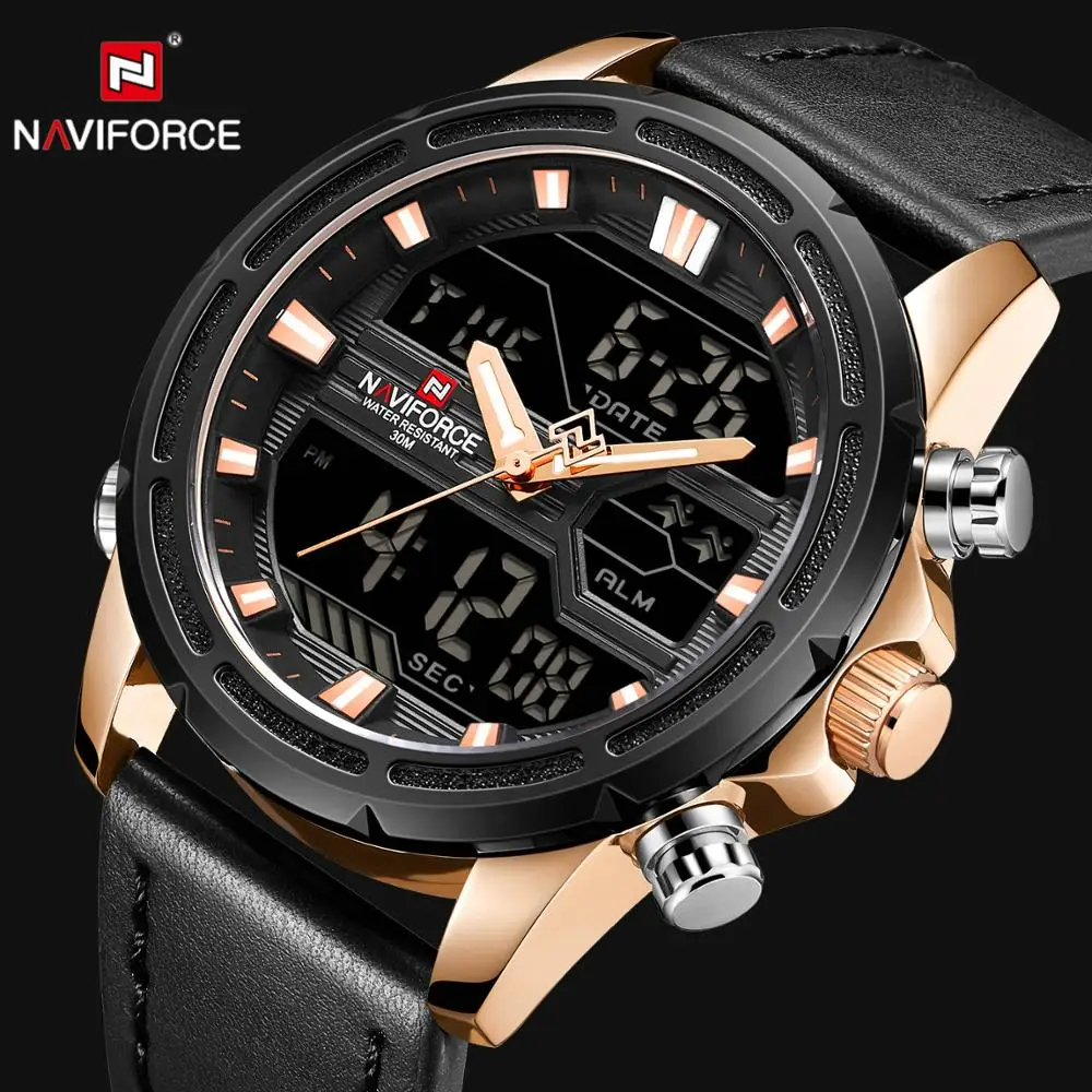 NAVIFORCE Лидирующий бренд роскошные Цифровые часы мужские с календарем