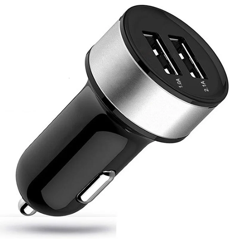 Автомобильное зарядное устройство с двумя портами USB для iPhone 5, 5S, 6, 6 S, 7, 8 plus, адаптер для мобильного телефона, автомобильное зарядное устройство для samsung, huawei, Xiaomi, Redmi, 5 В, 1A - Тип штекера: black sliver