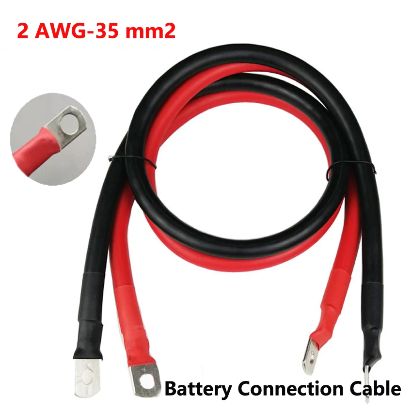 2awg 35mm2 Battery Connection Cable Red And Black Copper Wire With Lugs For Ups,inverter