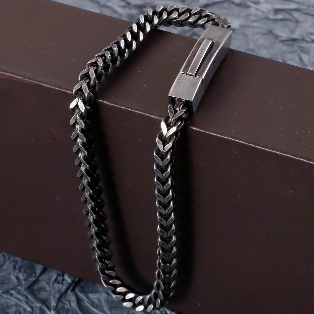 Ретро 316L браслет из нержавеющей стали для мужчин 4 мм толщиной мужские s Киль цепи браслеты мужской Байкер ювелирные изделия аксессуары дропшиппинг