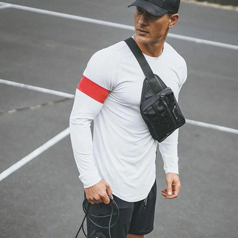 

Brand Mesh T Shirt Men Fitness Long Sleeve T-shirt solid extend long Slim Fit Tees Gym Clothing Bodybuilding Tshirt Male