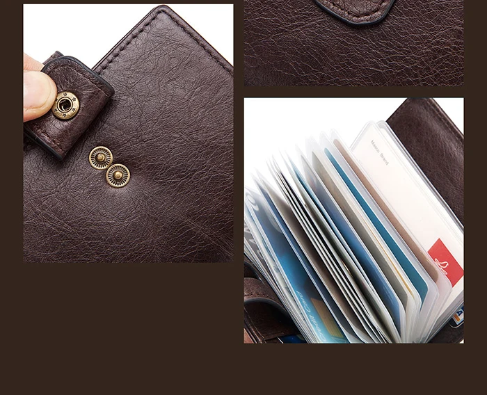 GZCZ держатель кредитной карты из натуральной кожи Бизнес ID тонкий кошелек Двойные передние карманы с rfid-блокировкой Portomonee мини-кошелек