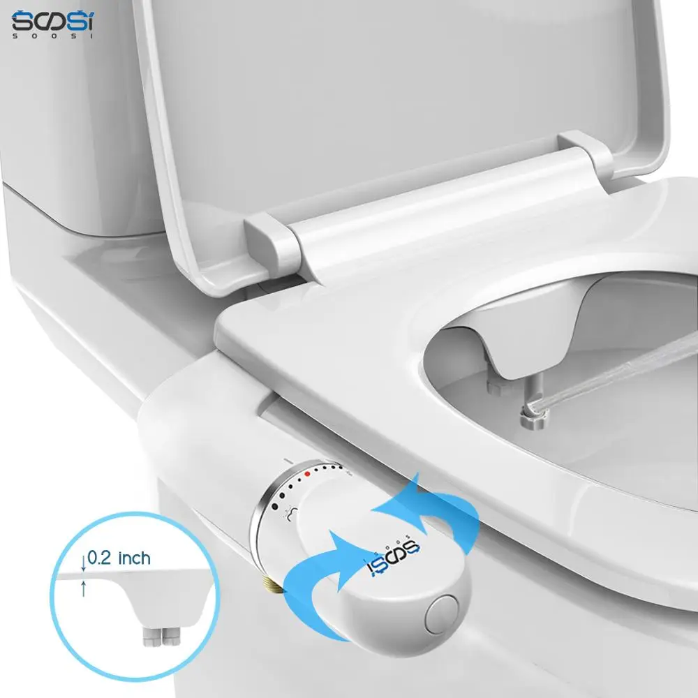 SOOSI Bidet Attachment Ultra-Slim Toilet Seat Attachment With Brass Inlet Adjustable Water Pressure Self-cleaning