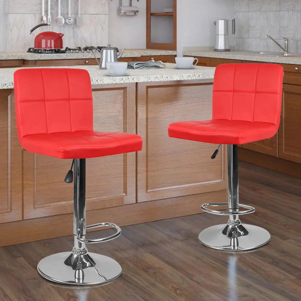 JEOBEST 2 шт синтетические кожаные вращающиеся барные стулья, регулируемые по высоте пневматические сверхпрочные стулья для паба, 2 цвета HWC - Цвет: Красный