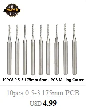 10pcs 0.5-3.175mm Titanium Coated PCB Milling Cutter Set Carbide CNC End Mills For Engraving Machine End Milling Cutter