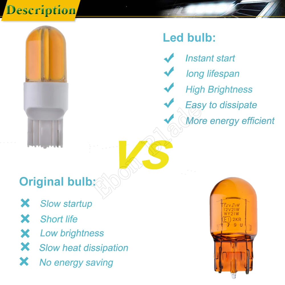 2 шт. T20 7440 W21W WY21W светодиодный автомобильный светильник s COB 48SMD силиконовые лампы Янтарный Желтый Оранжевый для автоматического поворота светильник лампа, работающего на постоянном токе 12 В
