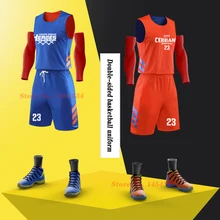 Индивидуальная двухсторонняя баскетбольная форма, костюм мужской на заказ, тренировочная командная форма, баскетбольный студенческий жилет Джерси