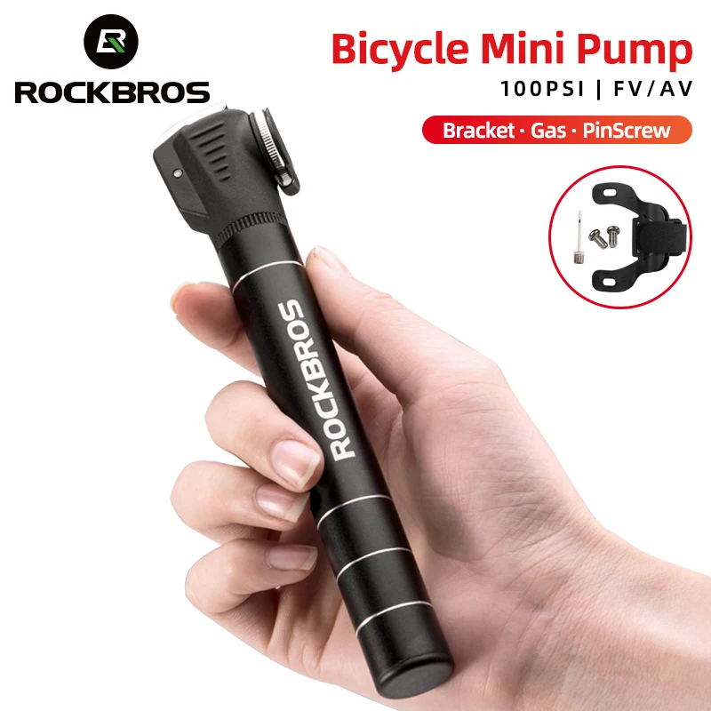 ROCKBROS Bicycle Pump Mini Portable Light Aluminum Alloy Bike Air Mountain Cycling Tire Inflator Schrader Presta Valve | Спорт и