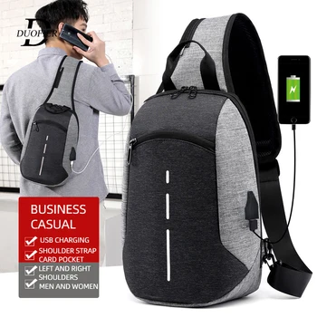 

USB Charging Bag Men's Chest Bag Cross-Border Reflective School Shoulder Bag Diagonal Package Messenger Travel Bag Men