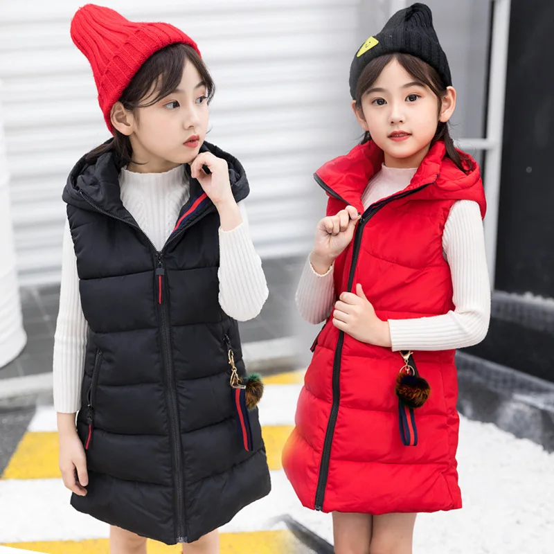 Утолщенные пуховые хлопковые теплые жилеты для девочек Повседневные детские