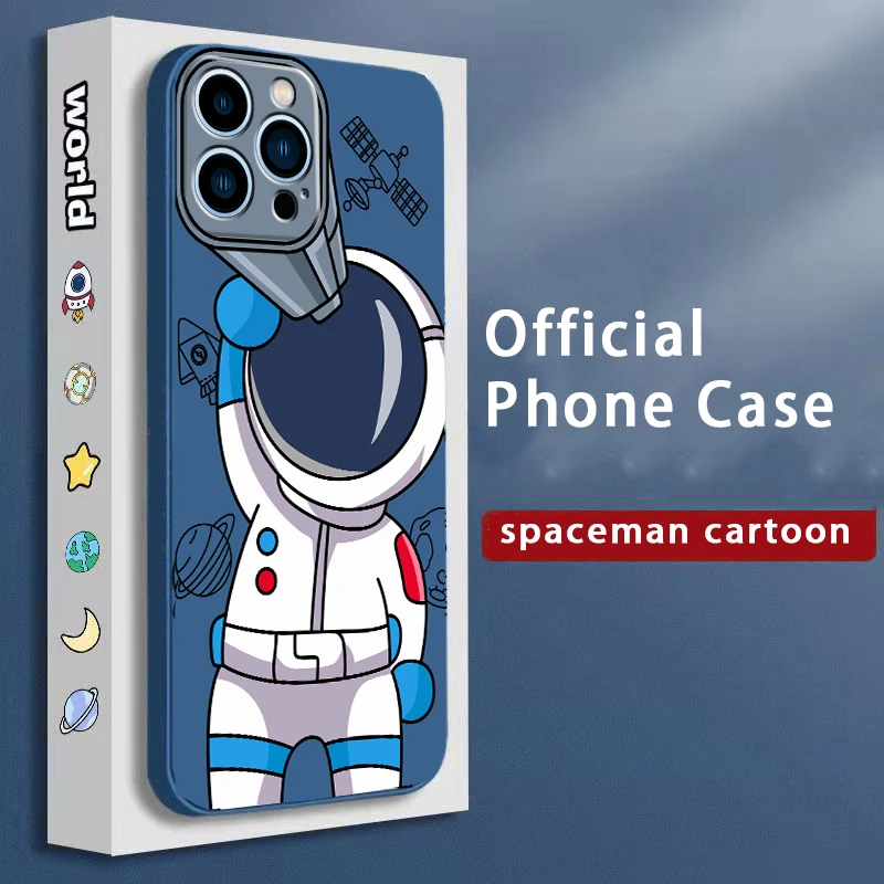 Cartoon Cute Astronaut Cases For iPhone 13 12 Pro Max Mini 11 Pro Max X XR XS MAX SE 2020 8 7 6 6S Plus 5 Silicone Phone Cover apple 13 pro max case