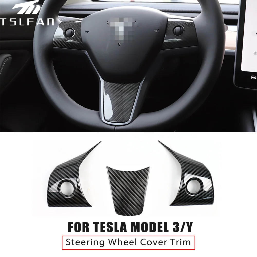 Steering Wheel Decorative Cover Trim Frame Sticker Sequin Carbon Fiber Interior Car Accessories for Tesla Model Y 3 | Автомобили и