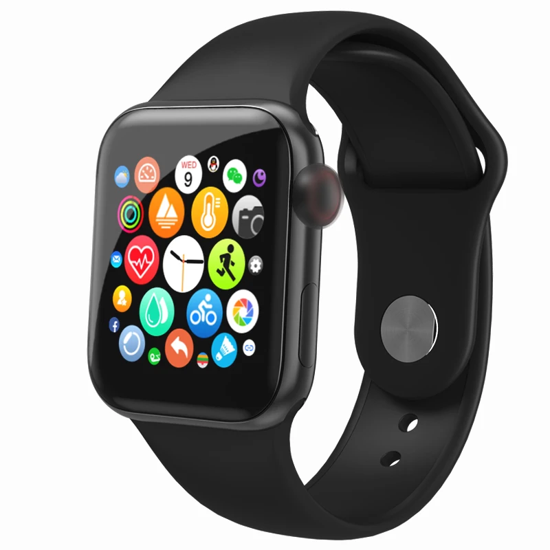 Умные часы серии W58, наручные часы с Bluetooth для Apple, IOS, Iphone, Android, Xiaomi, спортивные Смарт-часы, фитнес-трекер(красная кнопка - Цвет: Black