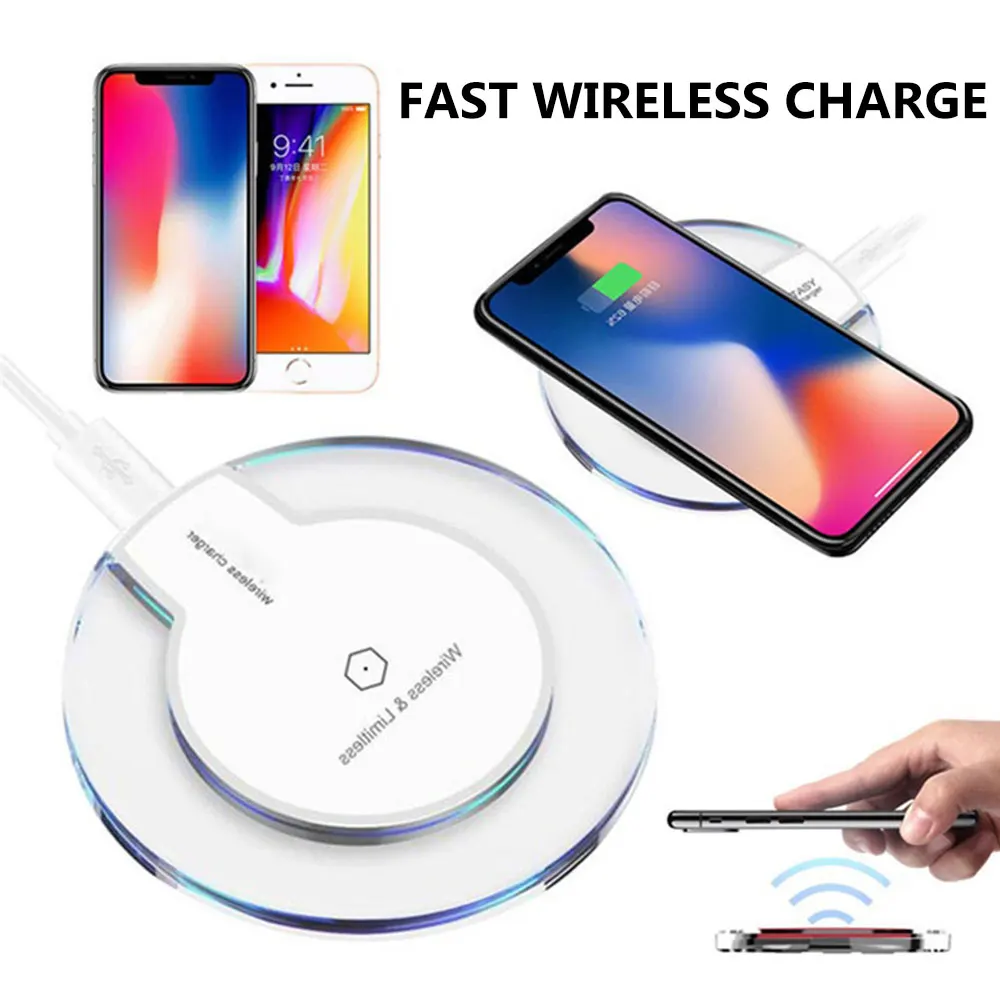 Тегеран Быстрое беспроводное зарядное устройство для iPhone X XS 11 pro 8 Кристалл USB Qi зарядное устройство для samsung S8 S9 Note 9 телефон Беспроводное зарядное устройство