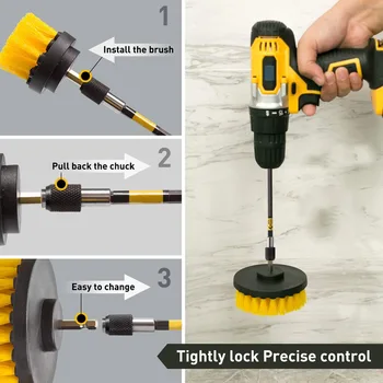 

4 Pcs Scrubber Cleaning Drill Brush Extended Long Attachment Set for Bathroom Floor Tile JDH99