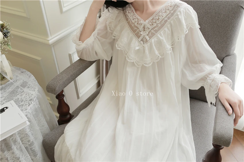 Винтажная женская ночная рубашка, ночная рубашка для девочек, женское платье принцессы, одежда для сна