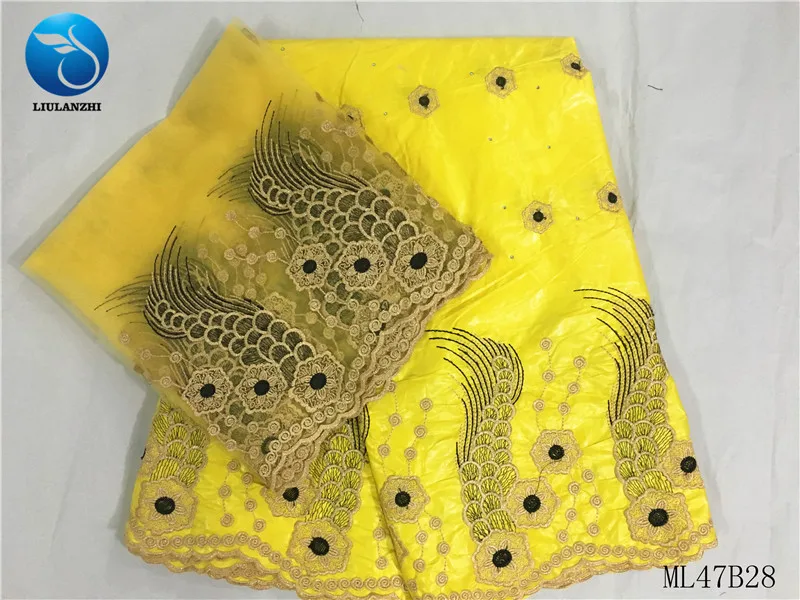 LIULANZHI Базен кружевная ткань Модный дизайн Африканский Базен getzner с камнями хлопок Базен riche ткань для платья 7 ярдов ML47B28