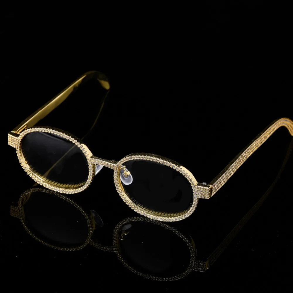 TOPGRILLZ Iced Out Золотые очки с покрытием Ретро Круглые Солнцезащитные очки для женщин Винтажные Солнцезащитные очки Bling кубический циркон хип-хоп ювелирные изделия