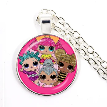 

Fashion Cute Pretty Girls Minnie Style Kids 25mm Glass Dome Cabochon Necklace Kawaii Sweater Chain Jewelry Gift For Women Girls