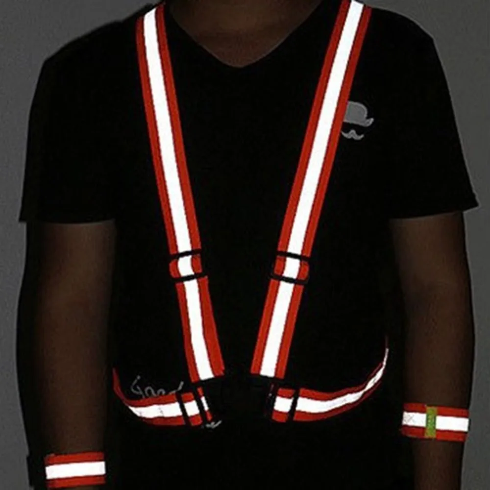 Светоотражающие ремни для ночного бега Светоотражающая одежда светоотражающий жилет Регулируемый жилет безопасности Светоотражающая резинка