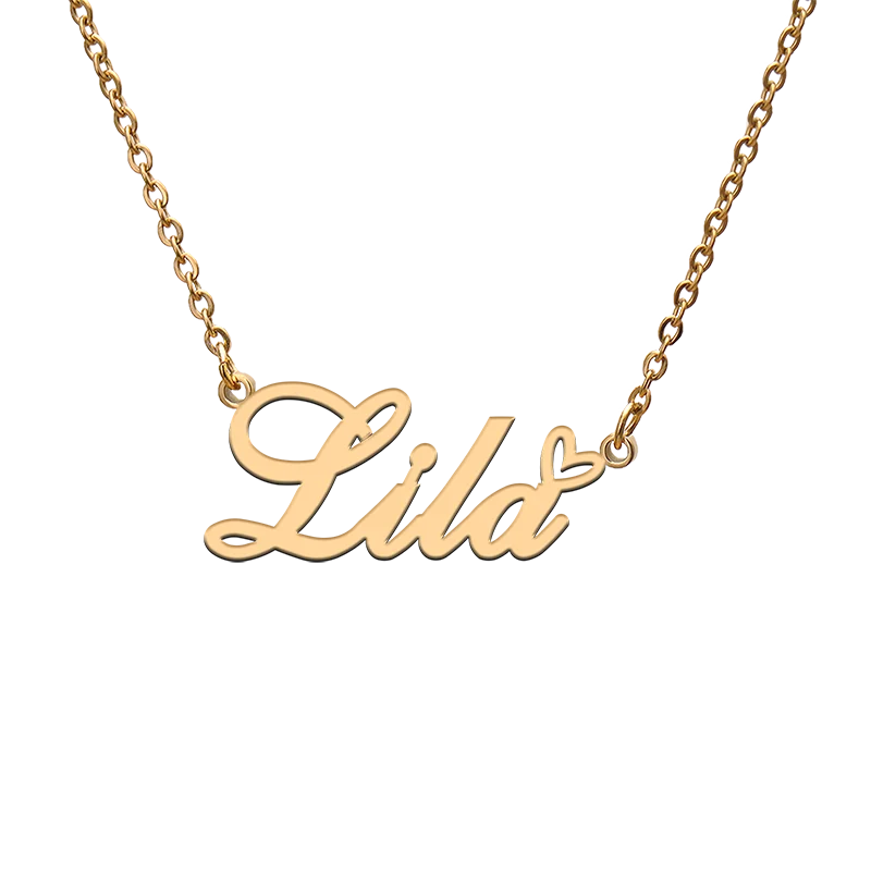 

God with Love Heart Personalized Character Necklace with Name Lila for Best Friend Jewelry Gift