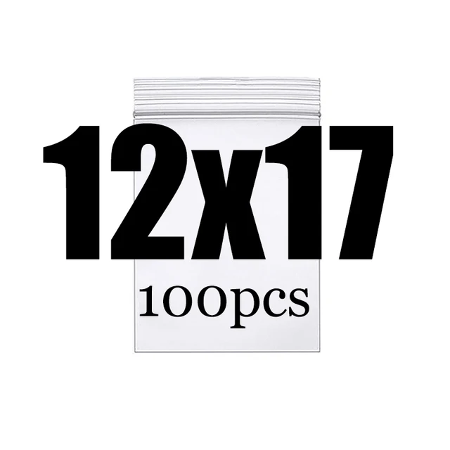 Thick Clear Zip Lock Ziplock Storage Bags Heavy-Duty Transparent Plastic Zip Package Small Jewelry Packing Reclosable Poly Bag 12X17CM 100pcs