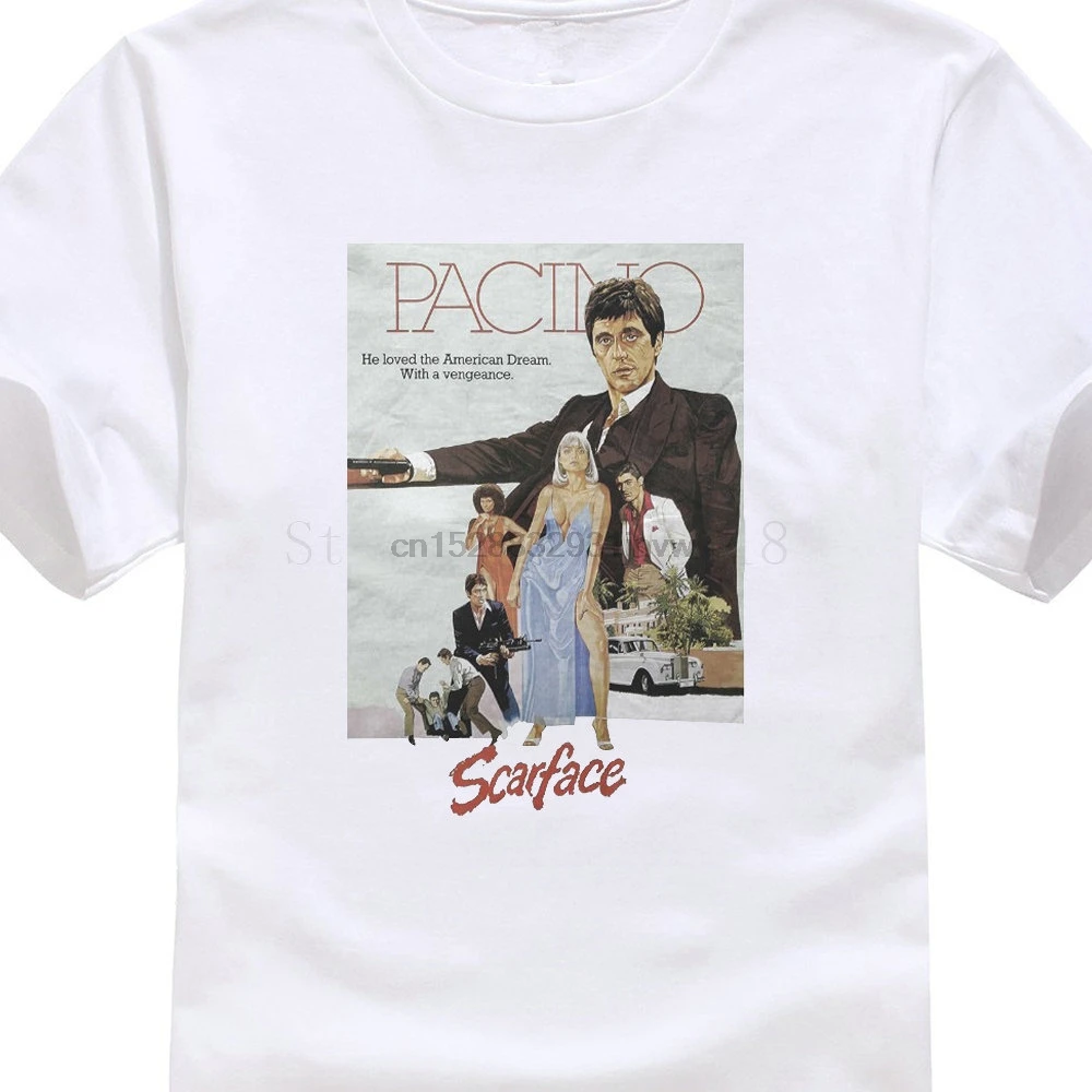 Wholesale Price Retro Shirts Premium Crew Neck Short Sleeve Al Pacino Scarface Mens Tee Summer Men Clothing Solid Color |