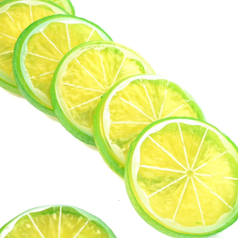 Details about   5/10pcs Creative Artificial Plastic Lemon Slices Lifelike Decorative Fake Fruit 