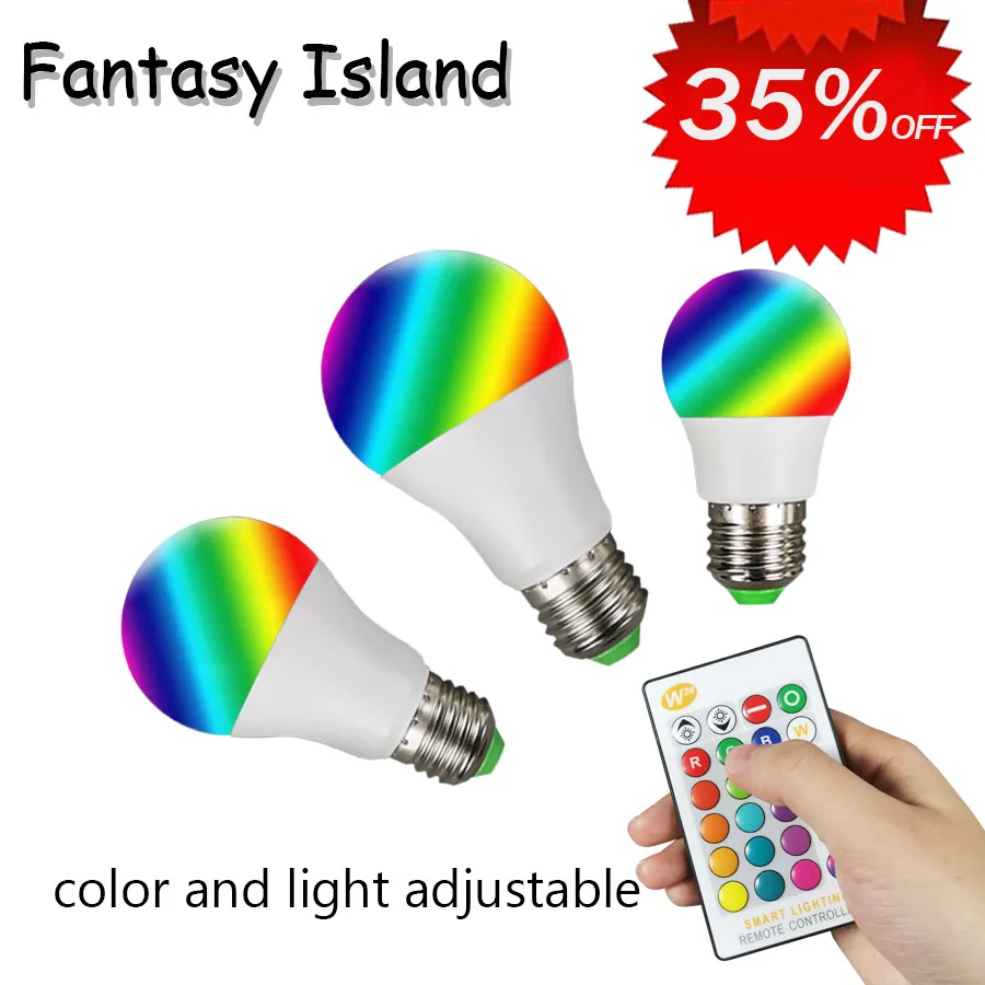 

E27 B22 RGB AC85-285V LED Bulb Lights 3W 5W 10W RGB Changeable Colorful RGBW LED Lamp With IR Remote Control+Memory Mode