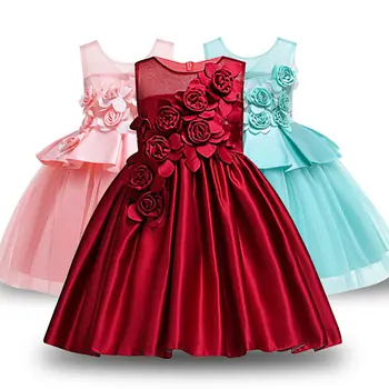 

Baby Girls Dress Pageant Flower Children Costume Dresses Sleeveless Dresses For Girls Summer Clothes