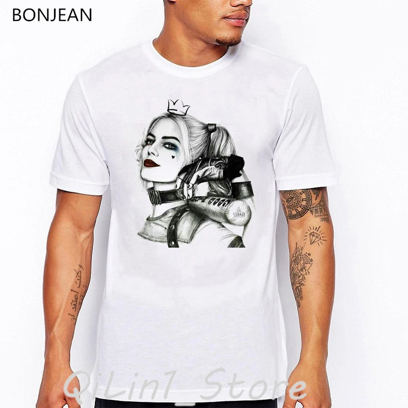 Men?s Suicide Squad the Joker why so serious graphic funny t shirts homme Harley Quinn printed streetwear hip hop rock tshirt