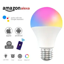 15W WiFi Smart Light Bulb E27 E26 B22 Dimmable RGB+CCT Smart Light Bulbs Voice Remote Control Work With Alexa Google Home Siri