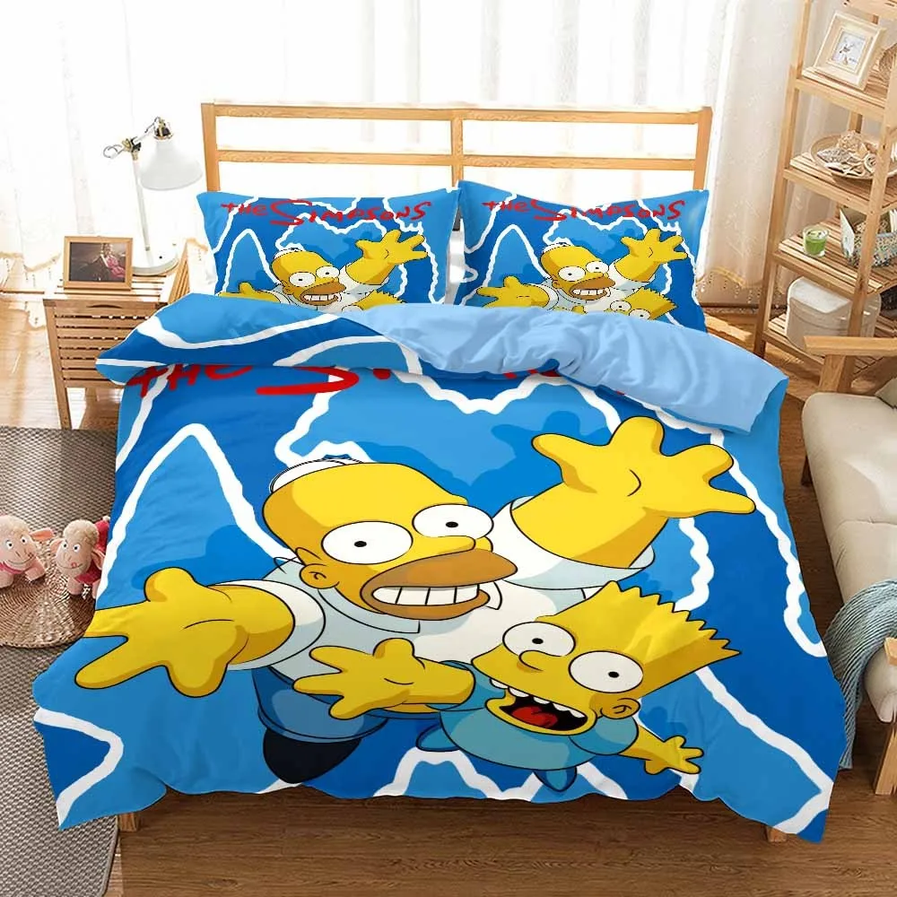 

2/3 Pieces Simpson Bedding Set 3D Print Colorful Cartoon Duvet Cover For Bedroom Bed Cover Set For Kids Adults Bed Quilt Cover