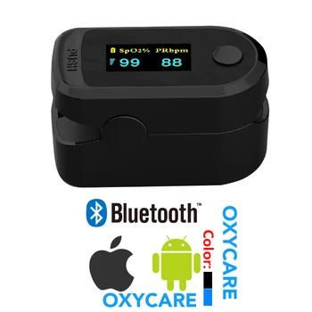 

Finger Pulse Oximeter Medical Digital Bluetooth LED Blood Oxygen Heart Rate Meter SPO2Two-color display for ios android phone