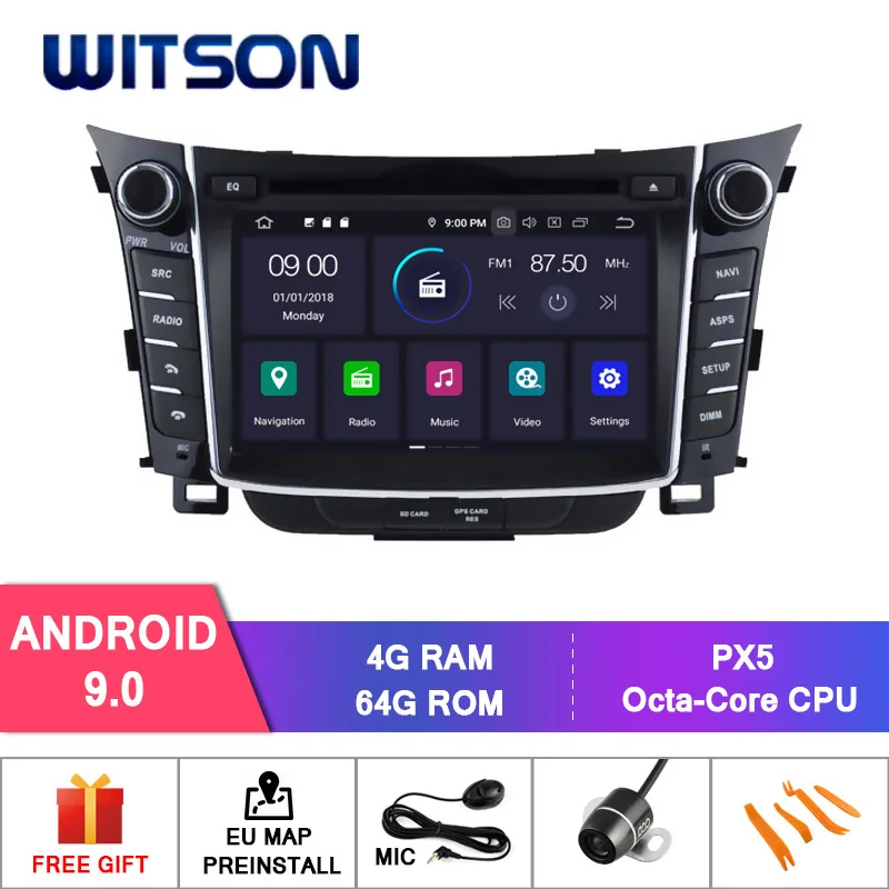 WITSON Android 9,0 ips HD экран для HYUNDAI I30 2012 gps автомобильный DVD радио 4 ГБ ОЗУ+ 64 Гб флэш 8 Восьмиядерный+ DVR/wifi+ DSP+ DAB+ OBD - Цвет: PX5 Android 9.0