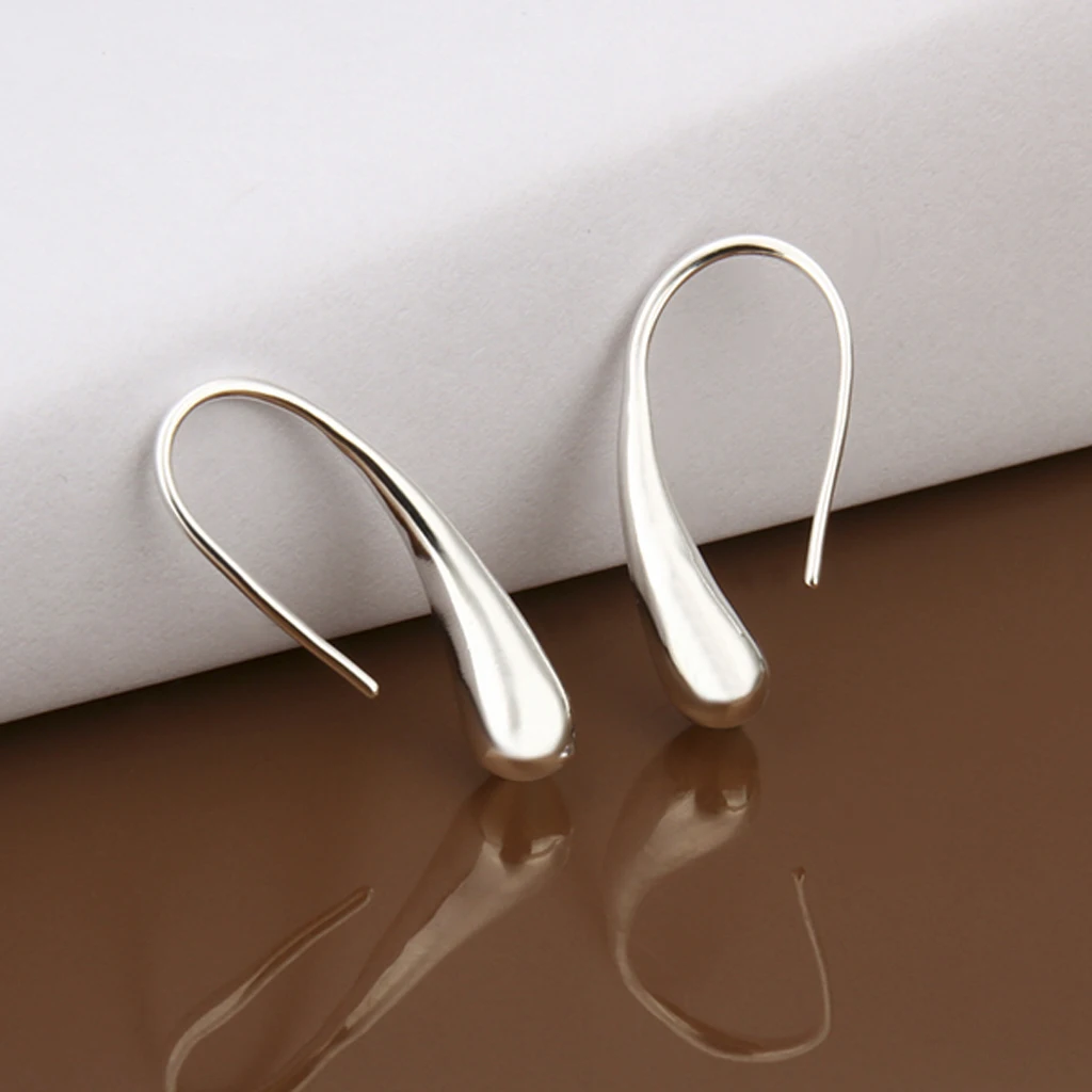 Women Fashion Jewellery silver color Earrings Teardrop Drop Hoop Earrings Ear Stud