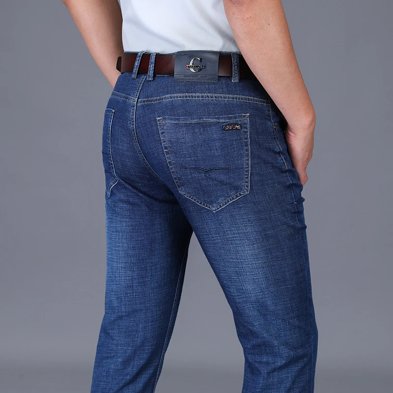 Vaqueros elásticos para hombre, ropa de negocios clásica, azul, novedad de verano 2021