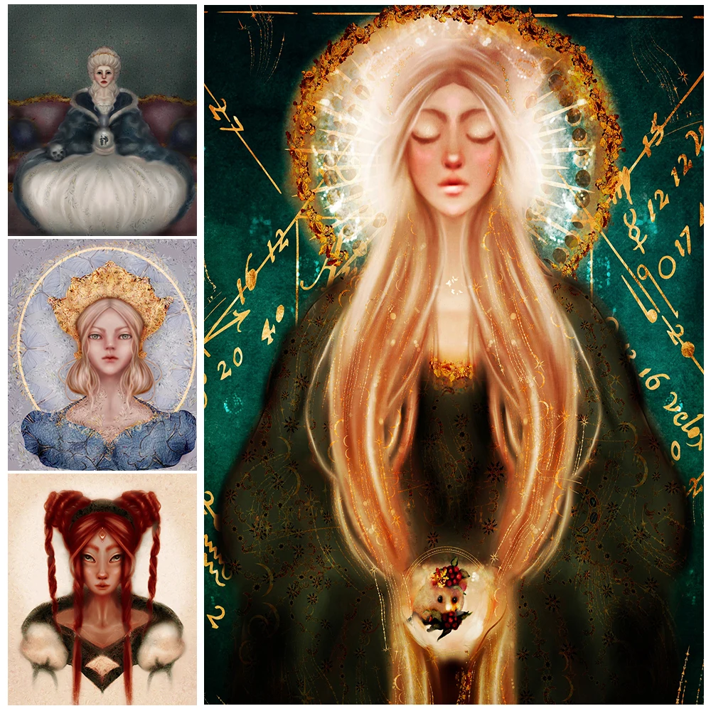 

Divination Witch Abstract Art Poster And Prints Home Decoration Red Haired Witch Wall Art Canvas Painting Vintage Art Prints