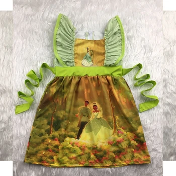 

Girls' dresses with cute cartoon prints kids clothing frock design woven dress children clothes