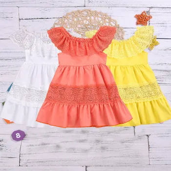 

SZYADEOU Dress for girls Toddler Baby латье для девочки Short Sleeve Lace Patchwork Princess Dress for girls 1-6 Years