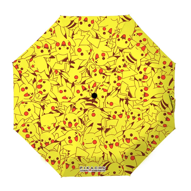 

2 Styles Anime POKEMON Pikachu Pocket Monster Kids Three Folding Umbrella Anti-SUV Sun Rain Cosplay Accessories Gift Daily