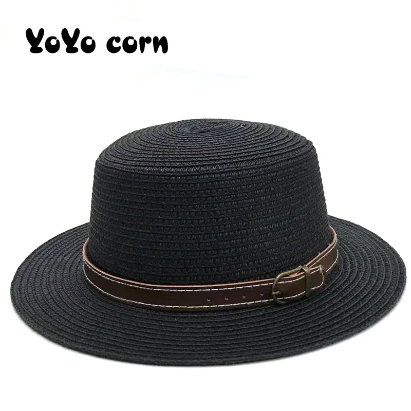 

YOYOCORN Hot Visor Beach Sun Sunhat Wide Brim Floppy Panama Ladies shade Yellow belt cap wholesale Summer Straw Hats Fedora Hat