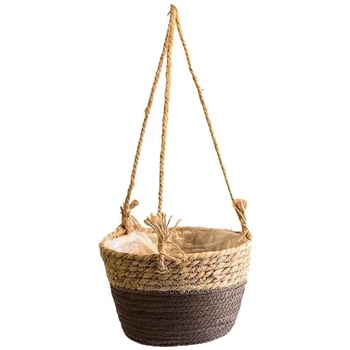 

Hand-Woven Hanging Flower Pot, Planter Hanging Vase Container, Rattan Planter Flowerpot Basket for Home Decoration