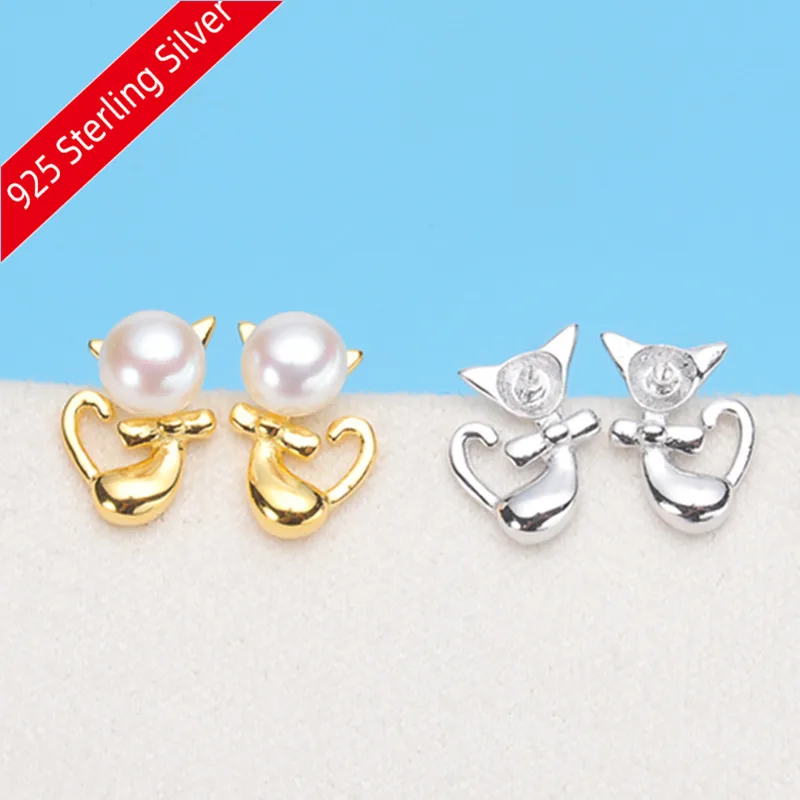 

2019 New Fashion Pearl Earrings Parts, Stud Earrings with Earrings Stoppers/Back/Cup Findings Accessory, 925 Silver Metal