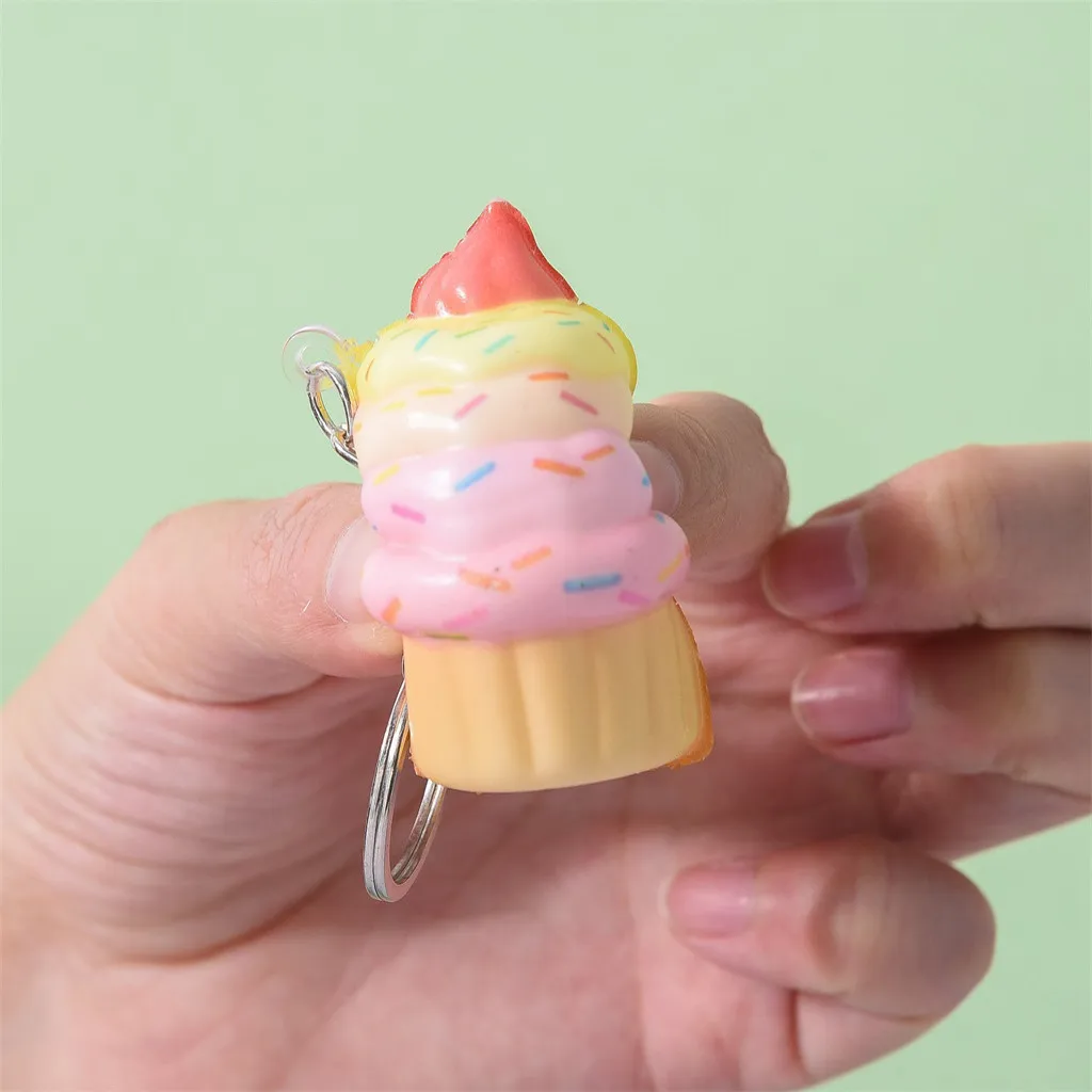 Ice Cream squeeze toy Pendants Creative Gift Simulation Cake Slow Rising Straps Bread Toys Backpack Accessories Decorations #A