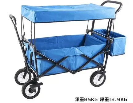 Складная детская коляска со съемным навесом, уличная тележка с резиновыми колесами, коляска-двойняшка с регулируемой ручкой для кемпинга и пляжа - Цвет: 9