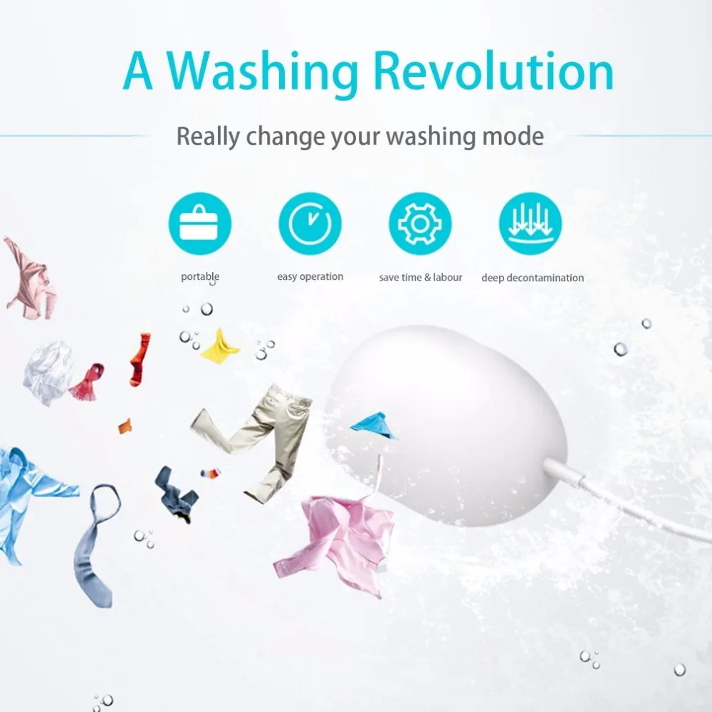 

Universal Portable Mini Laundry Device Household Ultrasonic Washing Machine Saving Time Deep Cleaning For Travel Device