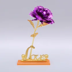 Luxurious 24K Gold - Plated Rose in Elegant Galaxy Gift Box - Perfect for Birthdays, Valentine's Day, Mother's Day, and Christmas (Purple rose - base)
